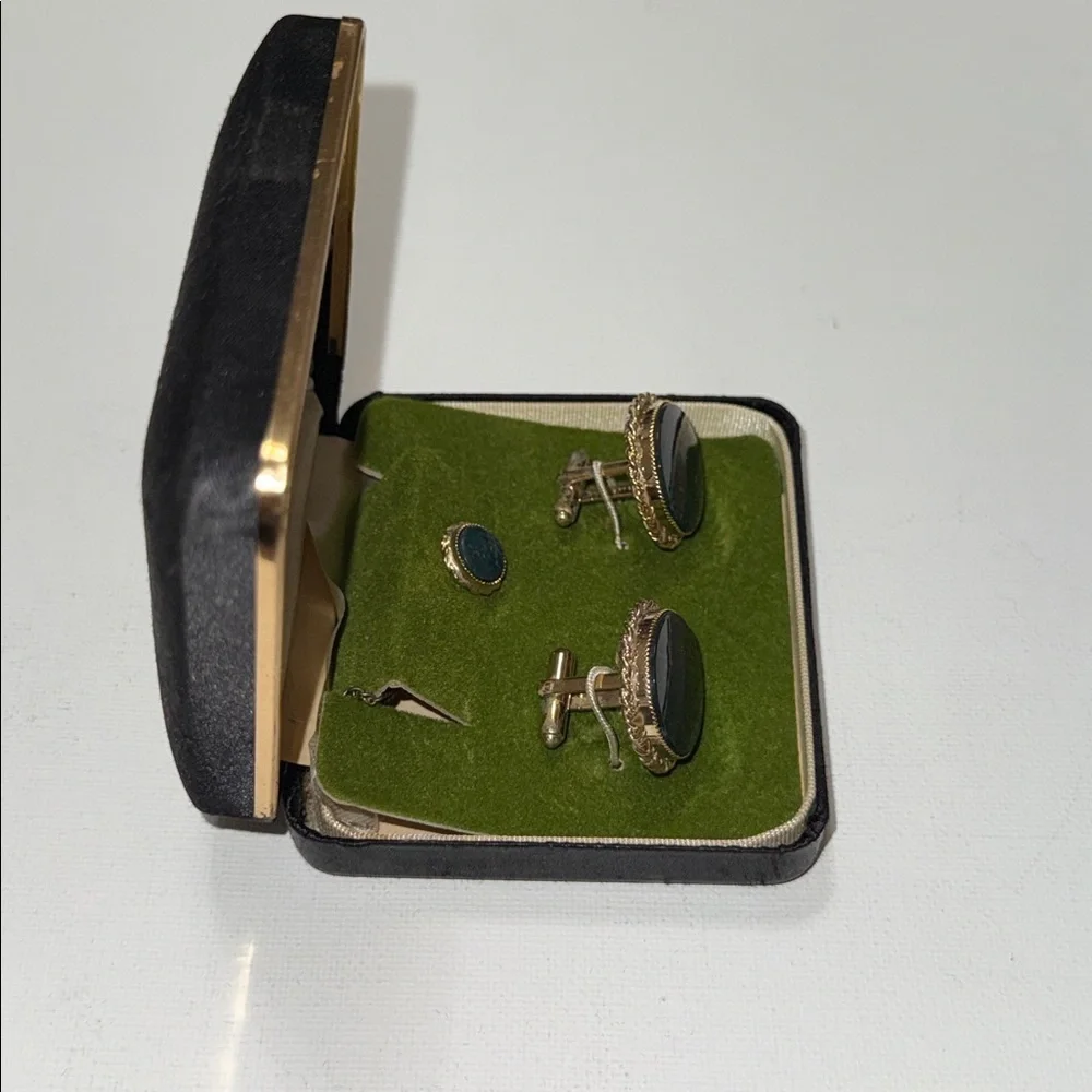 Steval 1/20 12K Gold Filled Cufflinks Jewelry Set preowned built w/original box